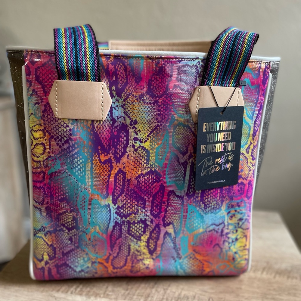 Consuela Colorful Snake Print Tote Bag